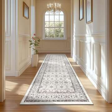 Jinchan Hallway Runner Rug 2x8 - Vintage Floral Design, Non-Slip, Machine Washable