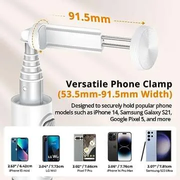 ATUMTEK 55" Selfie Stick Tripod, All-in-one Extendable Aluminum Phone Tripod with Rechargeable Bluetooth Remote, Travel Tripod 360° Rotatable for iPhone 15 Pro Max/15/14/13 Samsung Smartphones, White