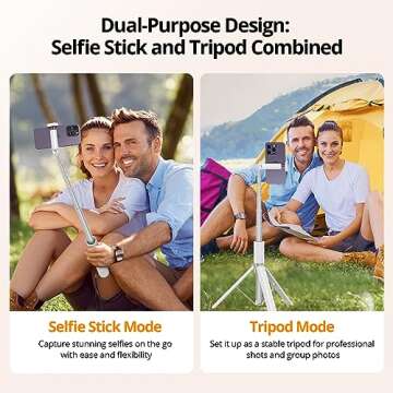 ATUMTEK 55" Selfie Stick Tripod, All-in-one Extendable Aluminum Phone Tripod with Rechargeable Bluetooth Remote, Travel Tripod 360° Rotatable for iPhone 15 Pro Max/15/14/13 Samsung Smartphones, White