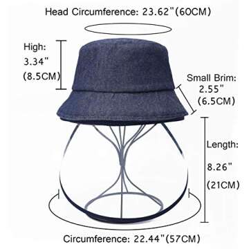 DOCILA Detachable Full Facial Protection Bucket Hat for Men Natural Cotton Linen Windproof Dustproof Riding Camping Fishing Fisherman Sun Caps (Navy)