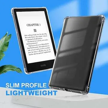 JvKzaen Clear Case for 6.8" Kindle Paperwhite (11th Generation-2021) and Kindle Paperwhite Signature Edition, Thin Slim Lightweight Scratch Proof Silicone Rubber TPU Back Cover - Transparent