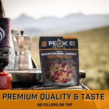 Peak Refuel Mountain Berry Granola with Rice Milk | Vegan, Dairy Free | Freeze Dried Backpacking and Camping Food | Amazing Taste | Quick Prep | Lightweight