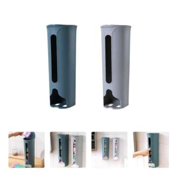 RORPOIR 2Pcs Wall Mounted Garbage Bag Dispenser and Holder Plastic Trash Bag Organizer for Efficient Storage Kitchen Bathroom Pantry