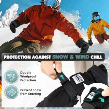 Hikenture Waterproof Ski Gloves - Insulated Touchscreen for Cold