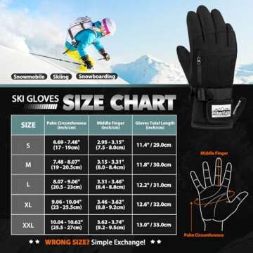 Hikenture Waterproof Ski Gloves - Insulated Touchscreen for Cold