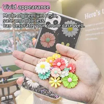 100 Pieces Flatback Resin Daisy Flowers Charms for Craft DIY Flower Cabochons Charms for Jewelry Mak...