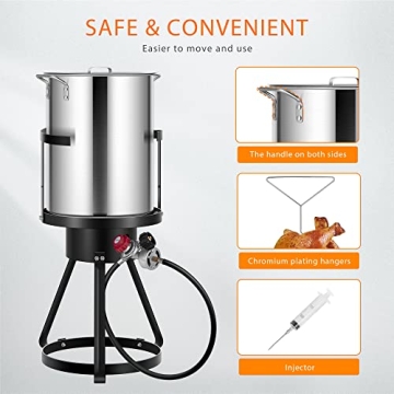 VIVOHOME 30 Qt Aluminum Turkey Fryer & 54,000 BTU Burner