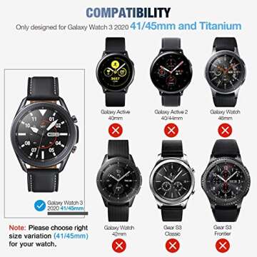 Tensea [2+2Pack] Samsung Galaxy Watch 3 Protective Accessories Set – Tempered Glass & TPU Cases