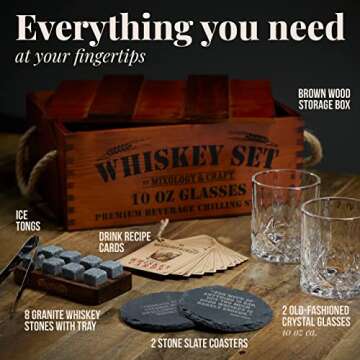Mixology Craft Whiskey Stones Gift Set - Elegant Drinkware
