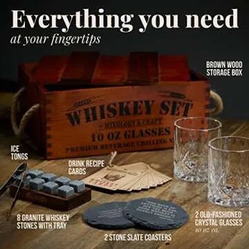 Mixology Craft Whiskey Stones Gift Set - Elegant Drinkware