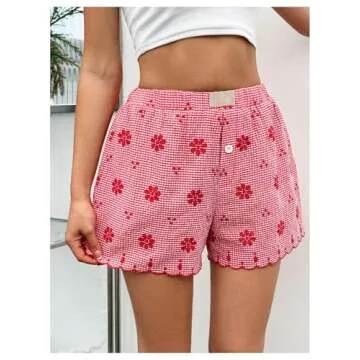 Milumia Women's Floral Embroidered Wide Leg Shorts Red