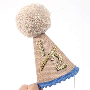 WAOUH Half Birthday Hat for Baby - 1/2 Birthday Crown Hat,Baby Photo Prop for 6 Month Birthday,Mini Crown Cake Smash (Lake Blue)