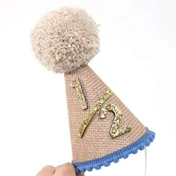 WAOUH Half Birthday Hat for Baby - 1/2 Birthday Crown Hat,Baby Photo Prop for 6 Month Birthday,Mini Crown Cake Smash (Lake Blue)