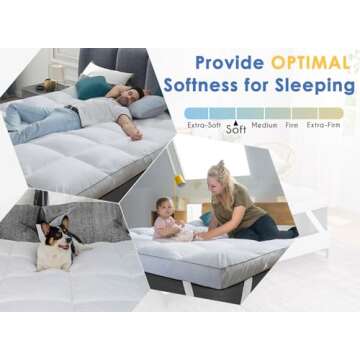 Marine Moon Mattress Topper King, Cooling Plush Pillow Top, Extra Thick Hotel Quality Down Alternative Filled, Softest Fluffy Mattress Toppers for Back Pain