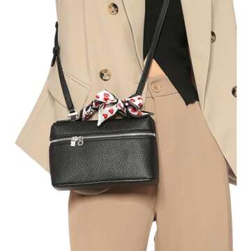 Crossbody Bag for Women Top-Handle Pouch Bag Designer Shoulder Leather Handbag Trendy Purse (Black)