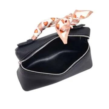 Crossbody Bag for Women Top-Handle Pouch Bag Designer Shoulder Leather Handbag Trendy Purse (Black)