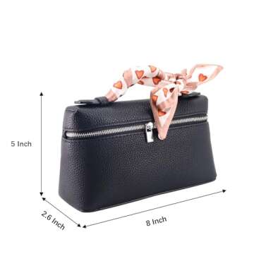 Crossbody Bag for Women Top-Handle Pouch Bag Designer Shoulder Leather Handbag Trendy Purse (Black)