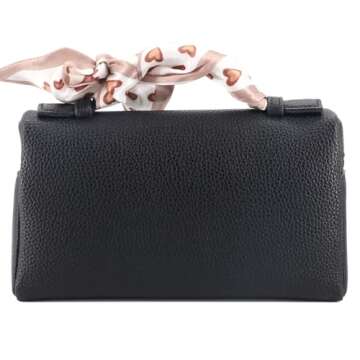 Crossbody Bag for Women Top-Handle Pouch Bag Designer Shoulder Leather Handbag Trendy Purse (Black)