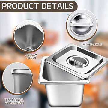 Baderke Stainless Steel Hotel Pans 4 Pack - Durable & Versatile