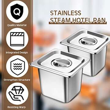 Baderke Stainless Steel Hotel Pans 4 Pack - Durable & Versatile