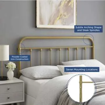 Modway MOD-6155-GLD Sage King Metal Headboard, Gold