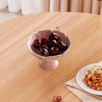 FLCPJGV Ceramic Footed Fruit Bowl Holder Fruit Tray Countertop Table Centerpiece Pedestal Bowl Decor...