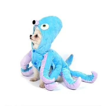 Mogoko Dog Cat Octopus Costumes, Pet Halloween Cosplay Dress, Funny Octopus Costume for Dogs Blue 12.6" Neck Girth; 16.1" Chest
