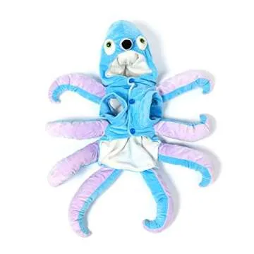 Mogoko Dog Cat Octopus Costumes, Pet Halloween Cosplay Dress, Funny Octopus Costume for Dogs Blue 12.6" Neck Girth; 16.1" Chest