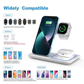 Wireless Charger,ANYLINCON 3 in 1 Wireless Charger Station for iPhone/iWatch/Airpods,iPhone15 14,13,12,11 (Pro, Pro Max)/XS/XR/XS/X/8(Plus),iWatch 7/6/SE/5/4/3/2,AirPods 3/2/pro