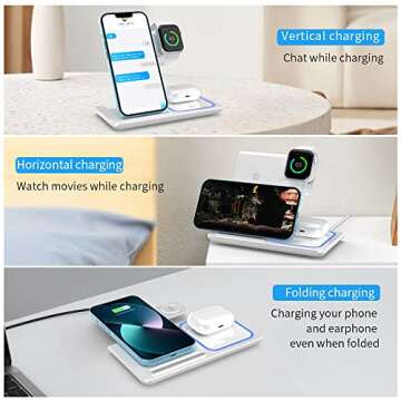 Wireless Charger,ANYLINCON 3 in 1 Wireless Charger Station for iPhone/iWatch/Airpods,iPhone15 14,13,12,11 (Pro, Pro Max)/XS/XR/XS/X/8(Plus),iWatch 7/6/SE/5/4/3/2,AirPods 3/2/pro