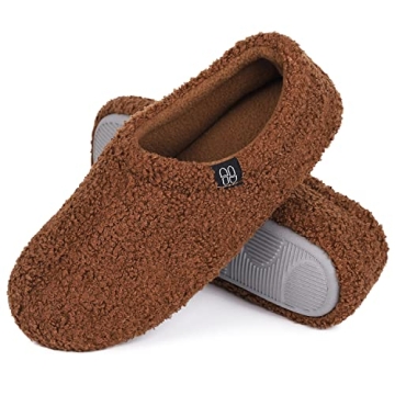 HomeTop Women's Fuzzy Curly Fur Memory Foam Loafer Slippers - Cozy Winter Shoes for Comfort