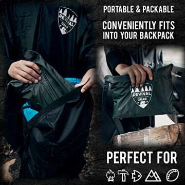 E Tronic Edge Revival Gear Rain Ponchos for Adults - Waterproof Rain Jacket for Women Men and Kids, Camping Hiking Rain Gear with Hood (Green)