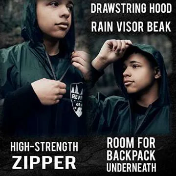 E Tronic Edge Revival Gear Rain Ponchos for Adults - Waterproof Rain Jacket for Women Men and Kids, Camping Hiking Rain Gear with Hood (Green)