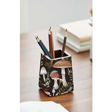 HAOKHOME Peel and Stick Wallpaper Boho Mushroom Removable Stick on Forest Contact Paper for Bathroom Black/Brown/Green 17.7in x 9.8ft