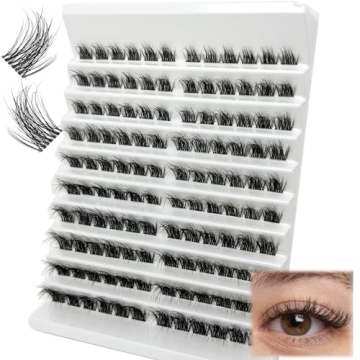 IFSOWDRA Natural Lash Clusters C Curl Mega Volume Cat Eye 8-16mm Short Mink Lash Clusters DIY Eyelas...