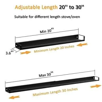 VANGAYH Magnetic Shelf for Stove Top, Adjustable 15"-30" Stove Top Shelf Kitchen Magnetic Spice Rack Organizer Storage Metallic Black