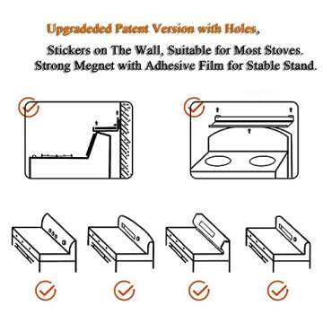 VANGAYH Magnetic Shelf for Stove Top, Adjustable 15"-30" Stove Top Shelf Kitchen Magnetic Spice Rack Organizer Storage Metallic Black