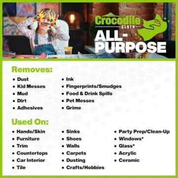 Crocodile Cloth All-Purpose - 80 Biodegradable, 10" X 15" Cleaning Wipes. Large, Moist, Absorbent and Disposable Cleaning Cloths. Safe on Skin and Multiple Surfaces.