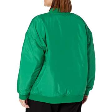 The Drop Women's Oliver Rib Trimmed Bomber Jacket, Emerald Green, S