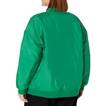 The Drop Women's Oliver Rib Trimmed Bomber Jacket, Emerald Green, S