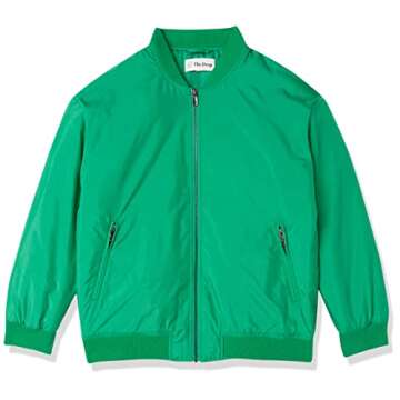 The Drop Women's Oliver Rib Trimmed Bomber Jacket, Emerald Green, S