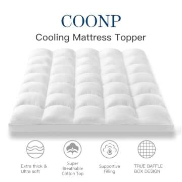 COONP King Mattress Topper, Extra Thick Pillowtop, Cooling Plush Mattress Pad Cover Cotton Top Bed Topper Protector with 8-21 Inch Deep Pocket