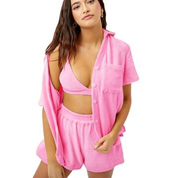 HnuanLui Women Button Shirts 2 pcs Sets Button Up Plaid Long Shirts+High Waist Short Pants Sets Y2K Casual Working Outfits