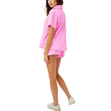 HnuanLui Women Button Shirts 2 pcs Sets Button Up Plaid Long Shirts+High Waist Short Pants Sets Y2K Casual Working Outfits