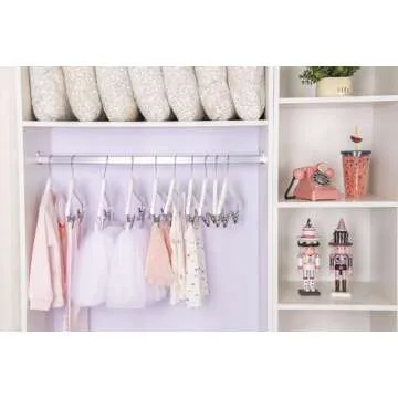 Quality Hangers 10” Wooden Baby Hangers with Clips | 20 Pack | Pant Skirt Hangers with 360-Degree Swivel Hook & Nonslip Notches | Infant Hangers Suitable for Baby Clothes of 0-3 Years (White, 20)