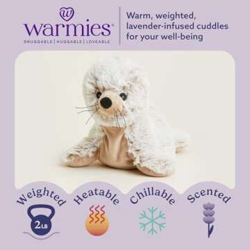Warmies Microwavable & Weighted Stuffed Animals, Seal - Heated Stuffed Animal Plushie for Warmth & C...