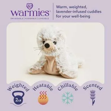 Warmies Microwavable & Weighted Stuffed Animals, Seal - Heated Stuffed Animal Plushie for Warmth & C...