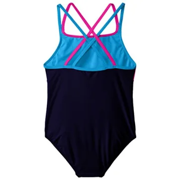 Speedo Girl's Navy One Piece Swimsuit, Size 8