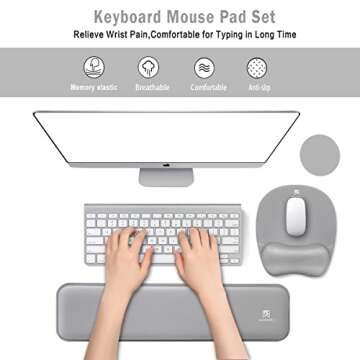 Memory Foam Set Keyboard Wrist Rest Pad & Mouse Wrist Rest Support,Ergonomic Design for Office,Home ...