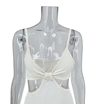 Lunoakvo Vacation Knitted Maxi Dresses for Women Summer Elegant Sexy Party Cut Out Backless Bodycon Dress